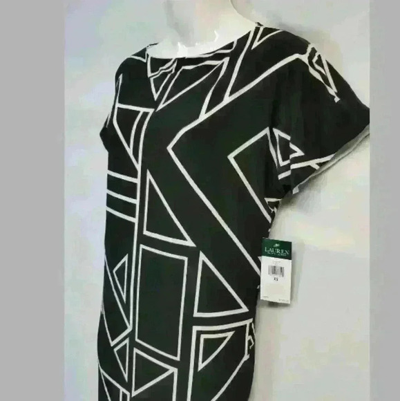 Ralph Lauren Women's Black Art Deco Print Dress - Picture 2 of 5